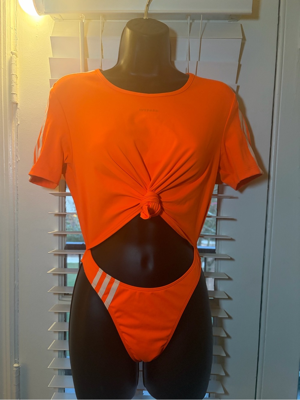 Ivy Park Adidas Orange Knot-Front Cutout Bathing Suit